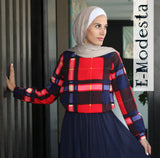 Red and Dark Blue Blouse - E-Modesta