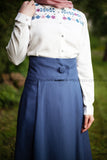 SALE High Waist Skirt | with Removable Shoulder Belt | Color Blue - E-Modesta