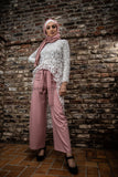 Wide Leg Striped Pants | Pink Color - E-Modesta